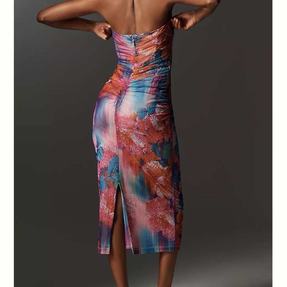 By ANTHROPOLOGIE The Soleil Slim Strapless Ruched Mesh Dress SZ S/Small MSRP$168 - Picture 2 of 8